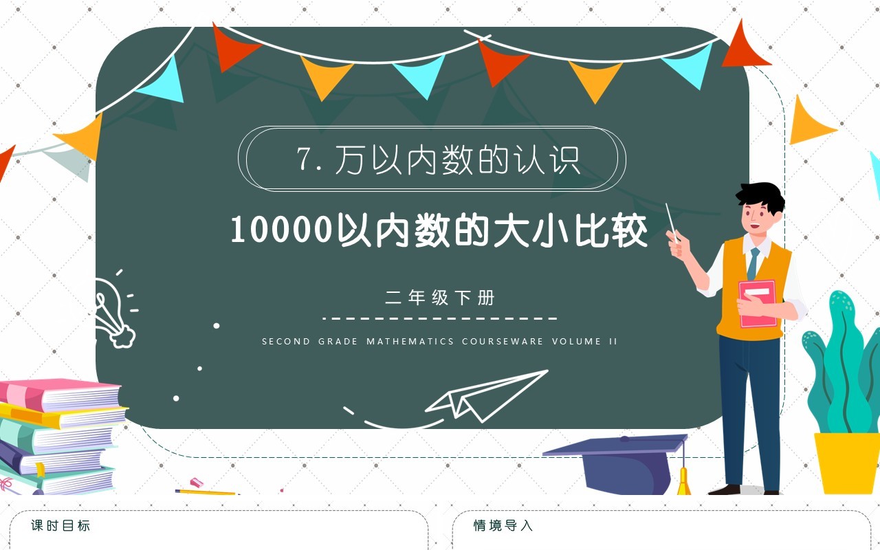 部编版二年级数学下册10000以内数的大小比较课件PPT模板