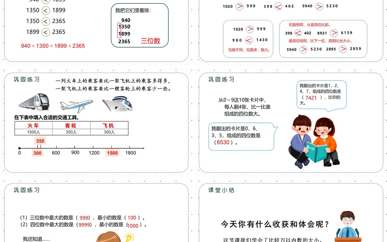 部编版二年级数学下册10000以内数的大小比较课件PPT模板