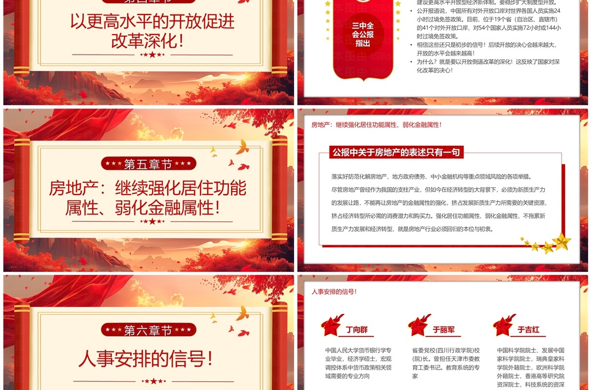红色中国风学习二十届三中全会关键词PPT模板