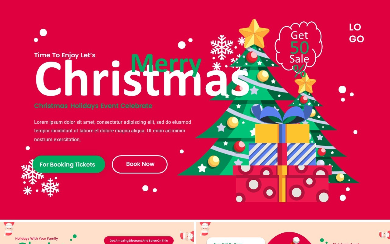 红色庆祝圣诞节新年快乐PPT英文模板Christmas PowerPoint