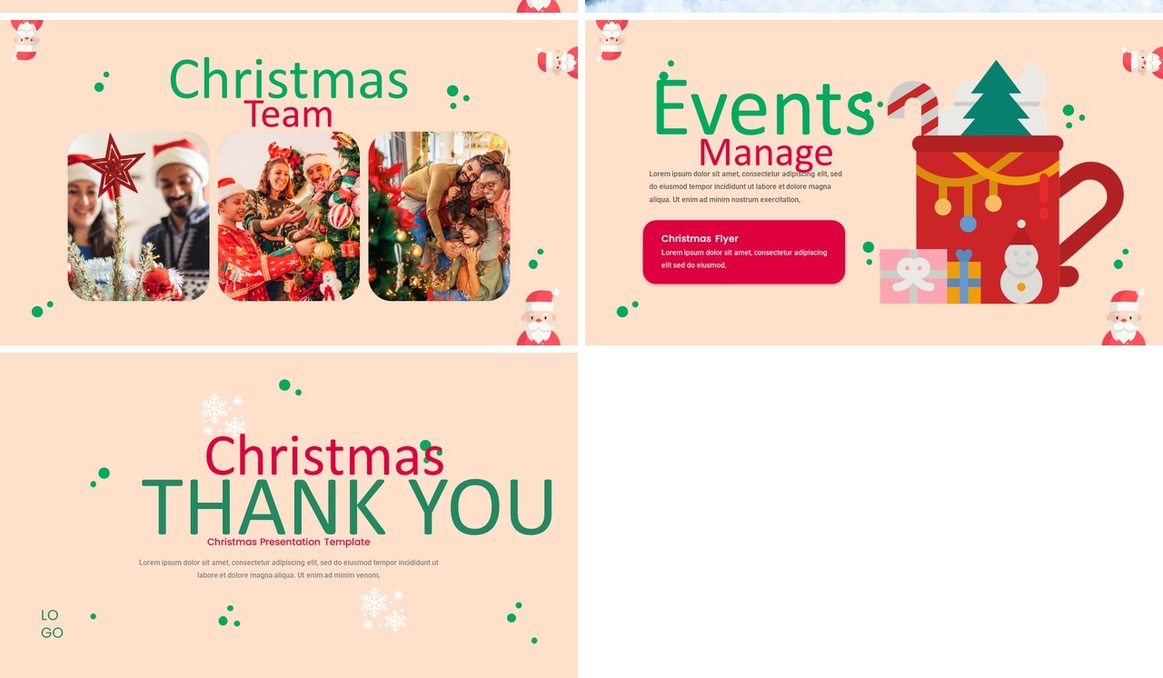 红色庆祝圣诞节新年快乐PPT英文模板Christmas PowerPoint