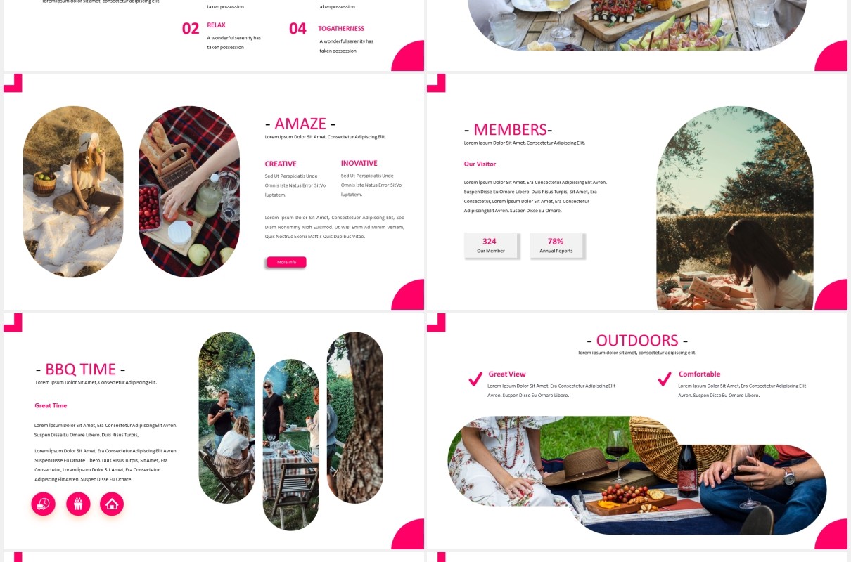 户外旅游野餐国外PPT模板Picnic Powerpoint Template