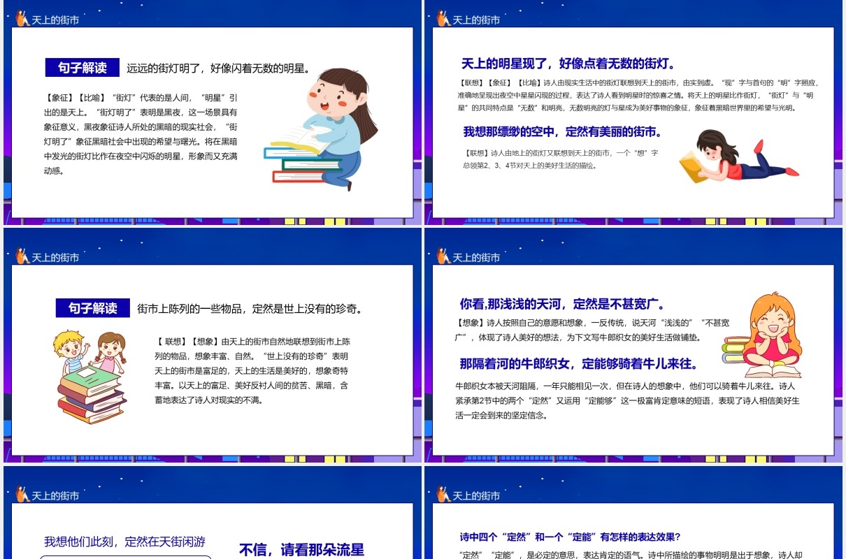 教育培训统编版语文七年级天上的街市动态课件PPT模板