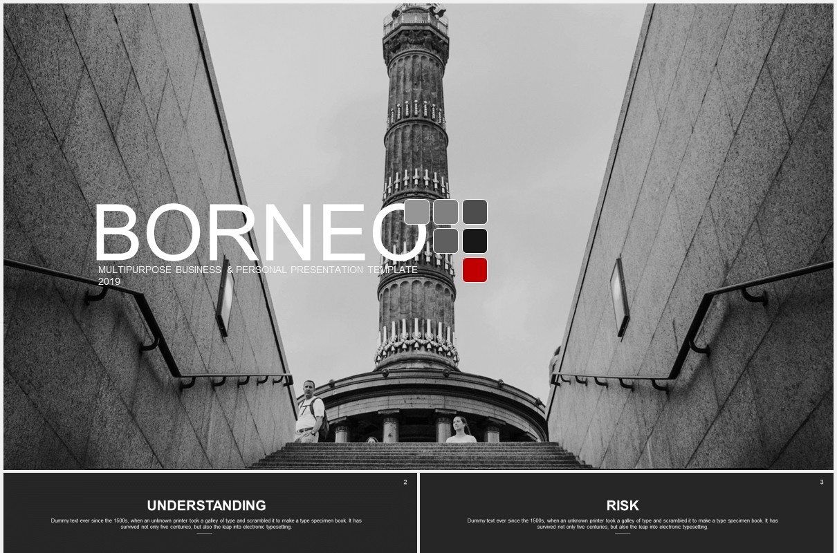 黑色高端商务工作汇报数据图表PPT模板BORNEO