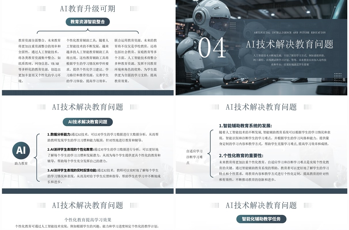 蓝色科技风ai人工智能与未来教育PPT模板
