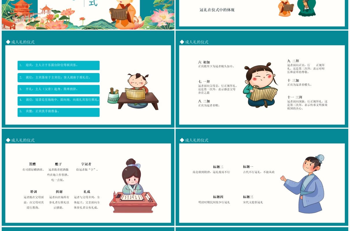 中国传统文化礼仪成人礼动态PPT模板