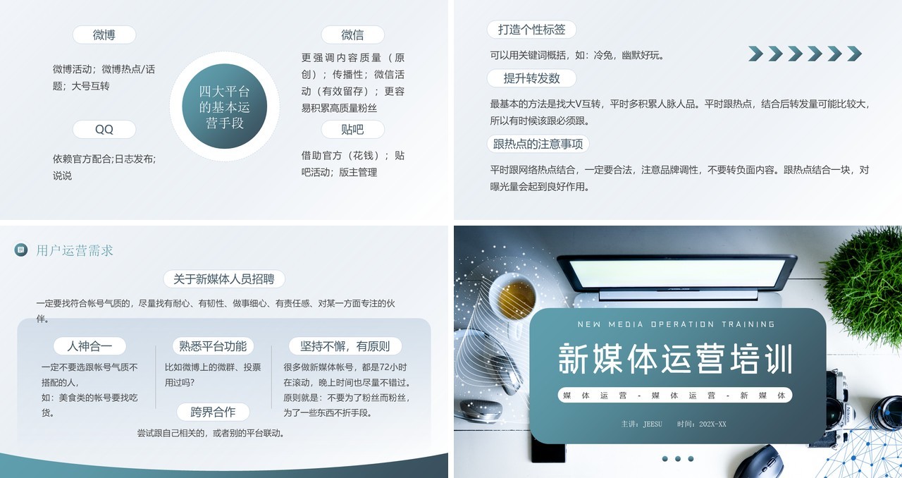 绿色简约风新媒体运营培训PPT模板