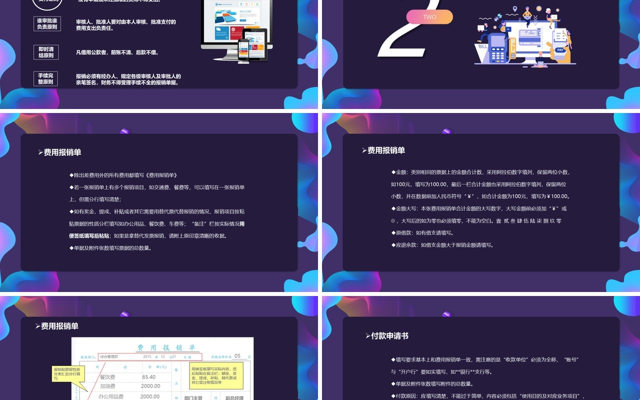 深色企业管理培训财务报销流程PPT模板
