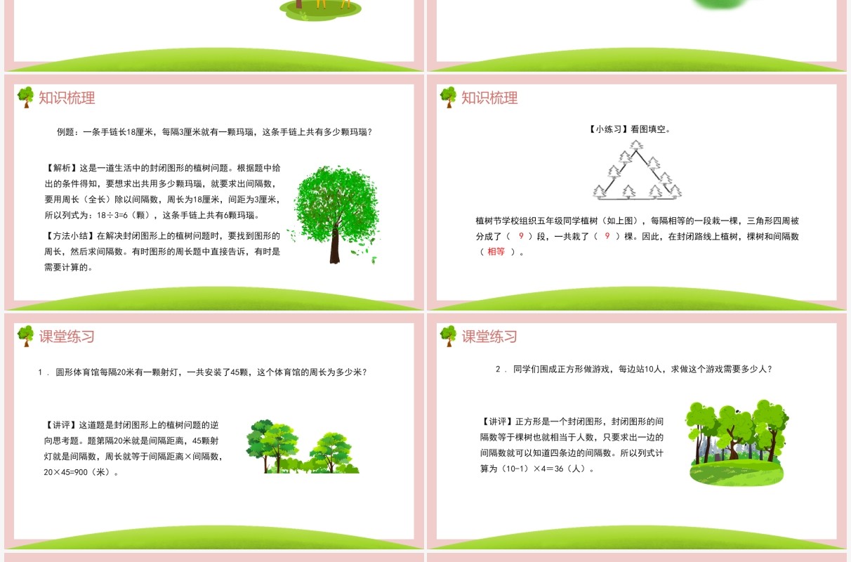 部编版五年级数学上册封闭图形上的植树问题课件PPT模板