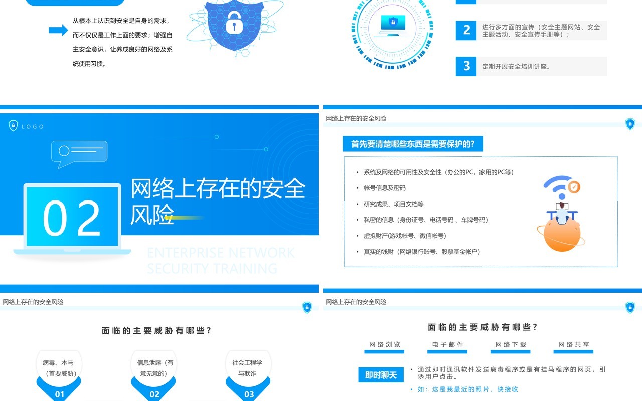 蓝色简约风企业网络安全培训PPT模板