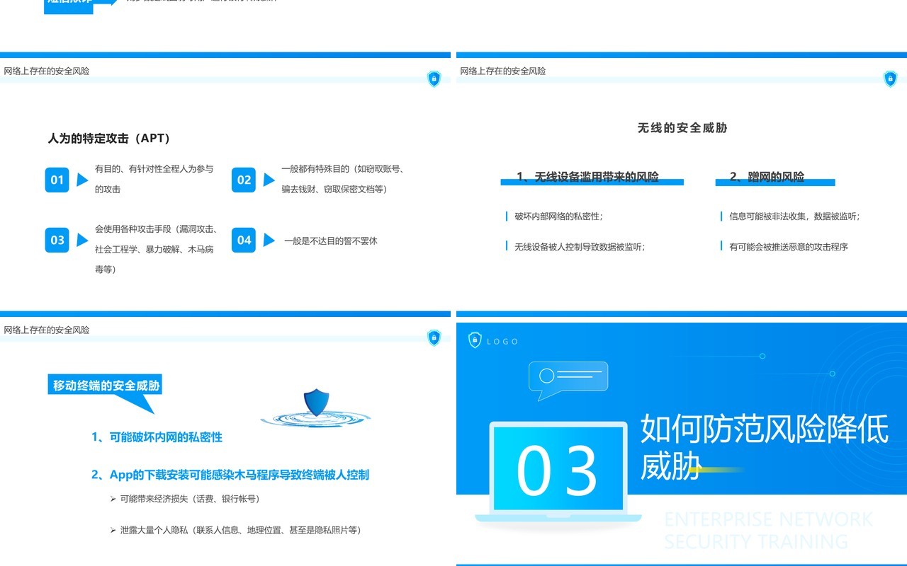 蓝色简约风企业网络安全培训PPT模板