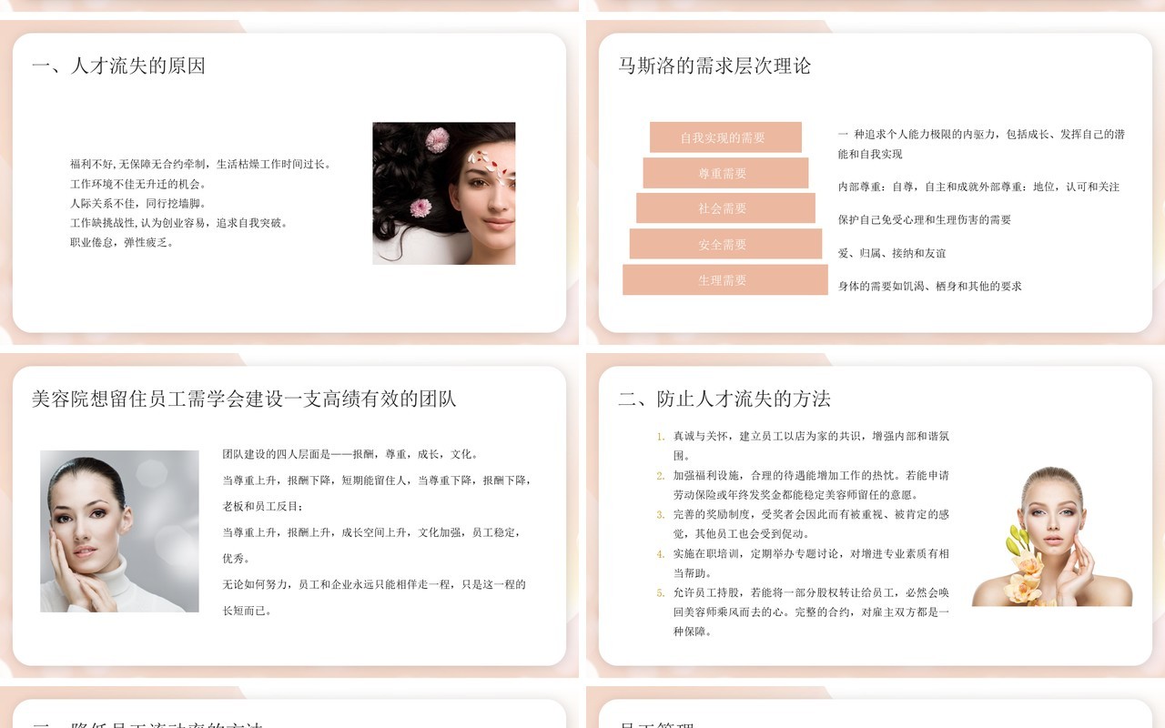 粉色商务美容院360度经营宝典PPT模板