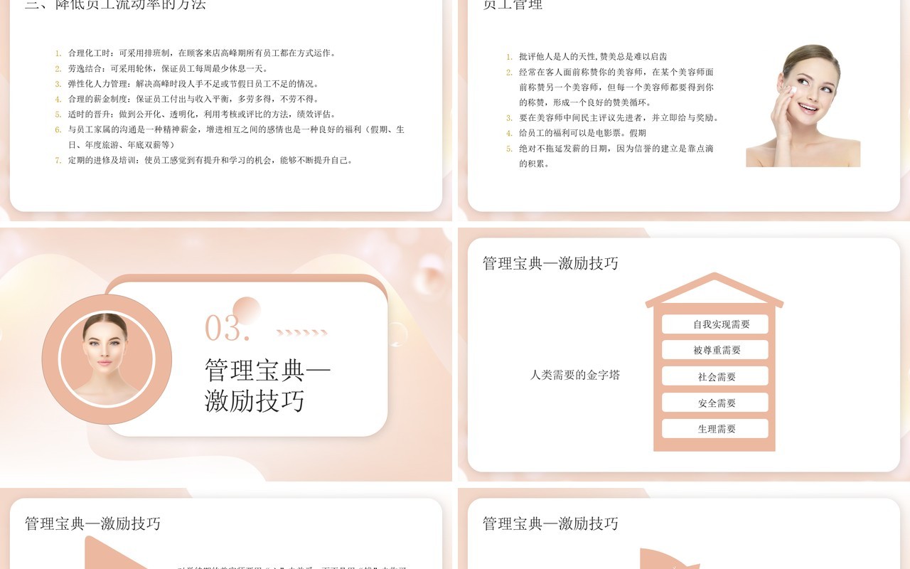 粉色商务美容院360度经营宝典PPT模板