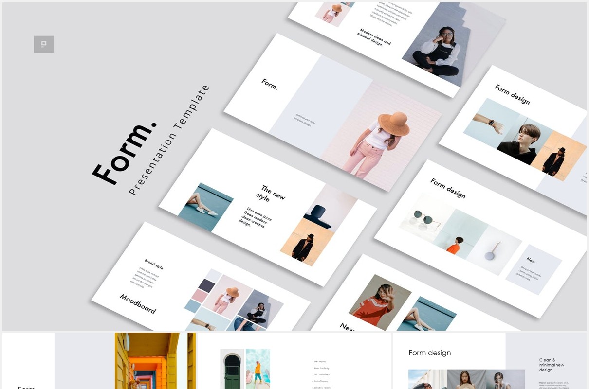 简约图片图文排版展示作品集宣传介绍PPT模板FORM - Powerpoint Template