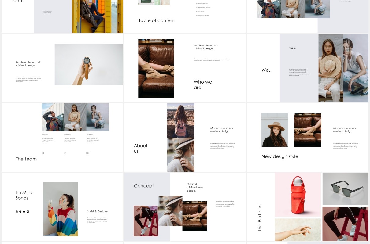 简约图片图文排版展示作品集宣传介绍PPT模板FORM - Powerpoint Template