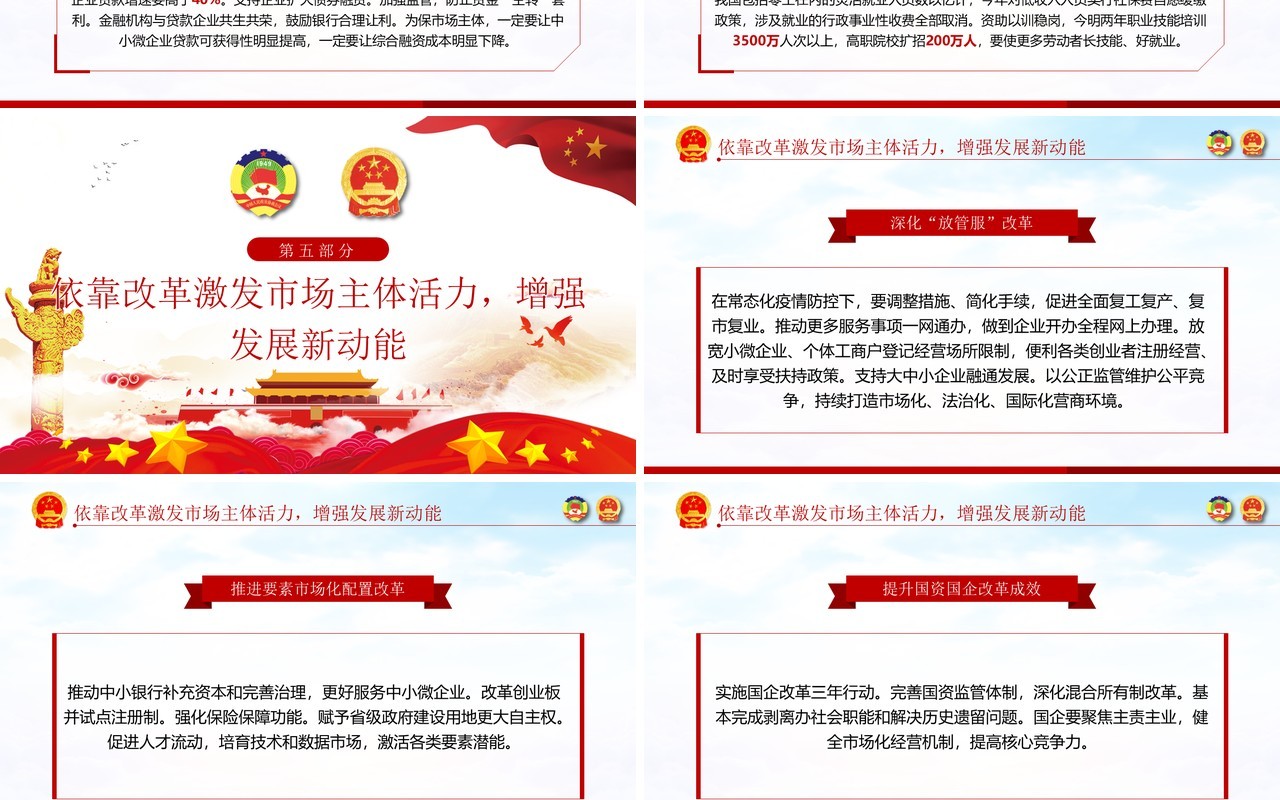 聚焦2020年全国两会政府工作报告解读学习党建PPT模板