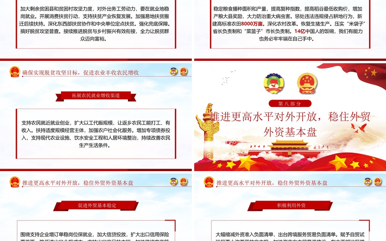 聚焦2020年全国两会政府工作报告解读学习党建PPT模板