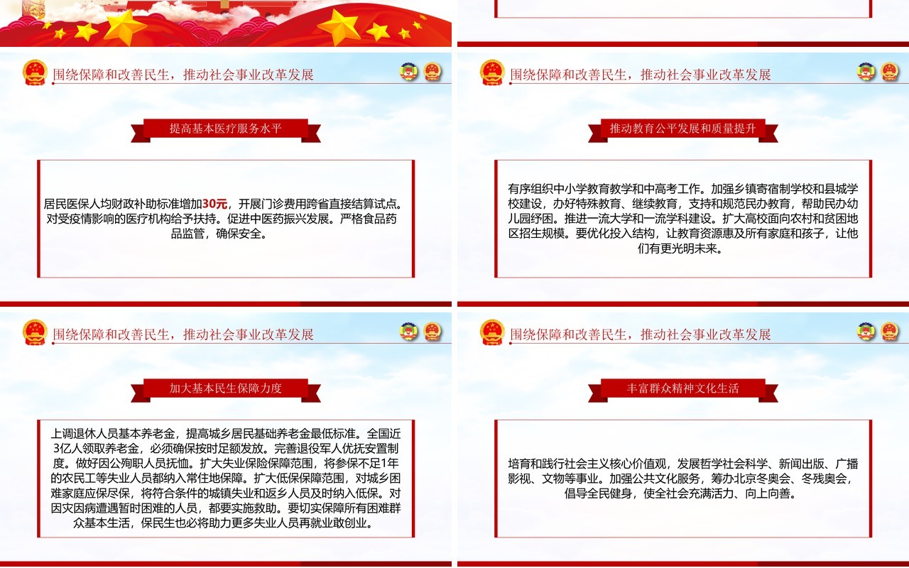 聚焦2020年全国两会政府工作报告解读学习党建PPT模板