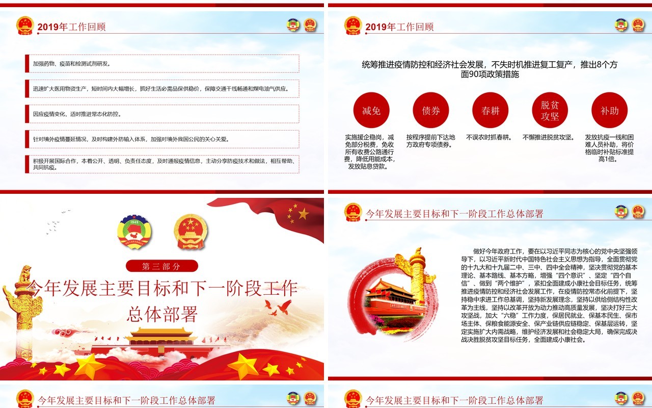 聚焦2020年全国两会政府工作报告解读学习党建PPT模板