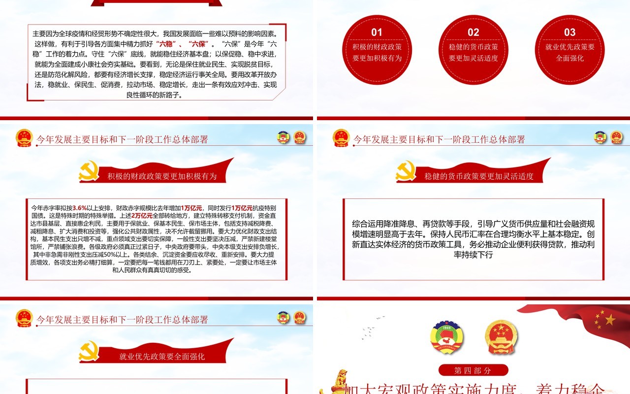 聚焦2020年全国两会政府工作报告解读学习党建PPT模板