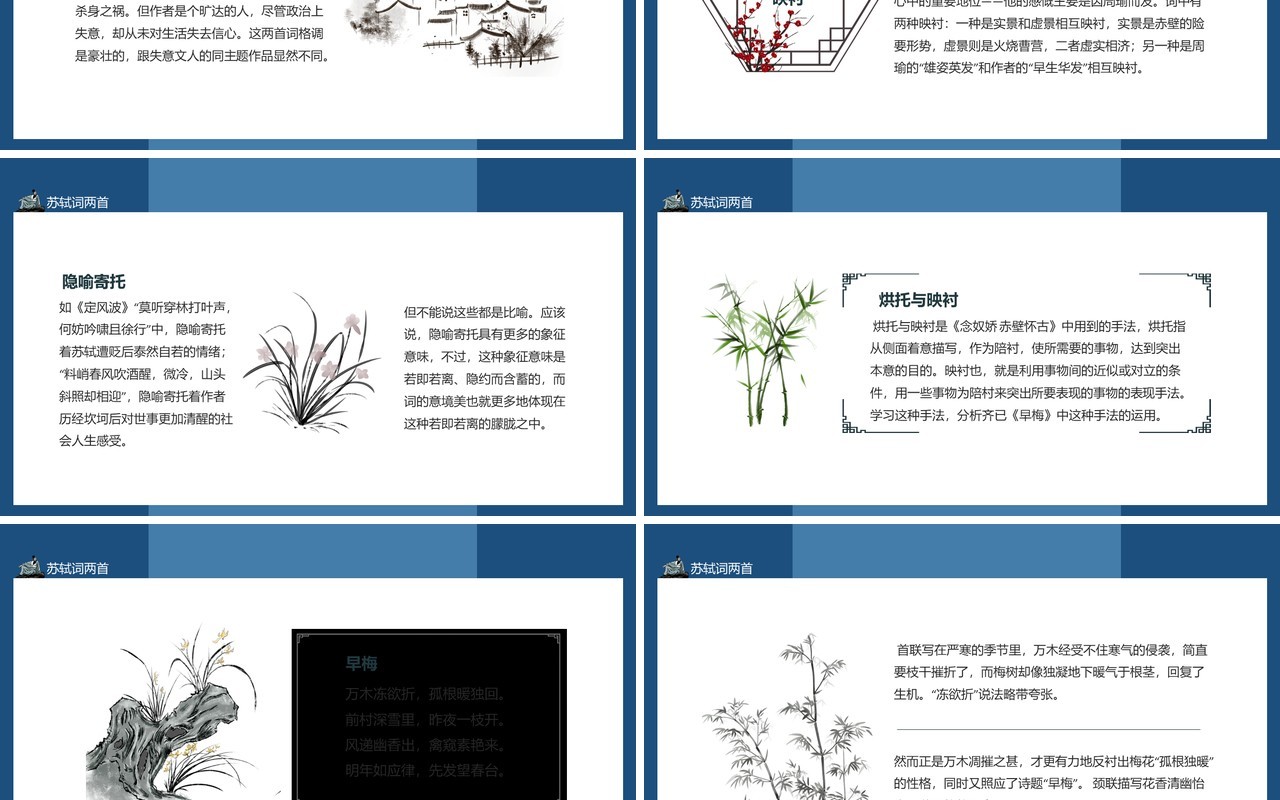 苏轼词两首念奴娇赤壁怀古和定风波动态PPT模板