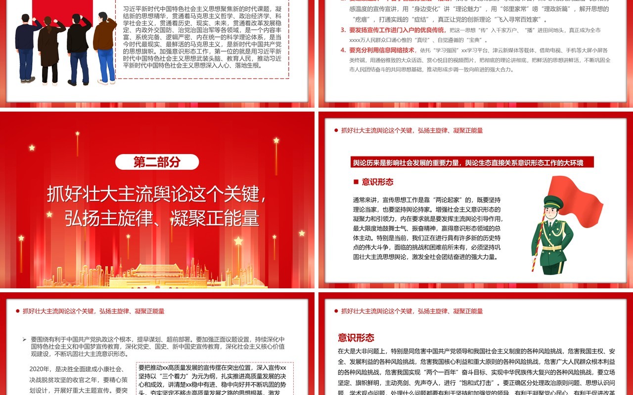 红色党政风抓好意识形态工作PPT模板