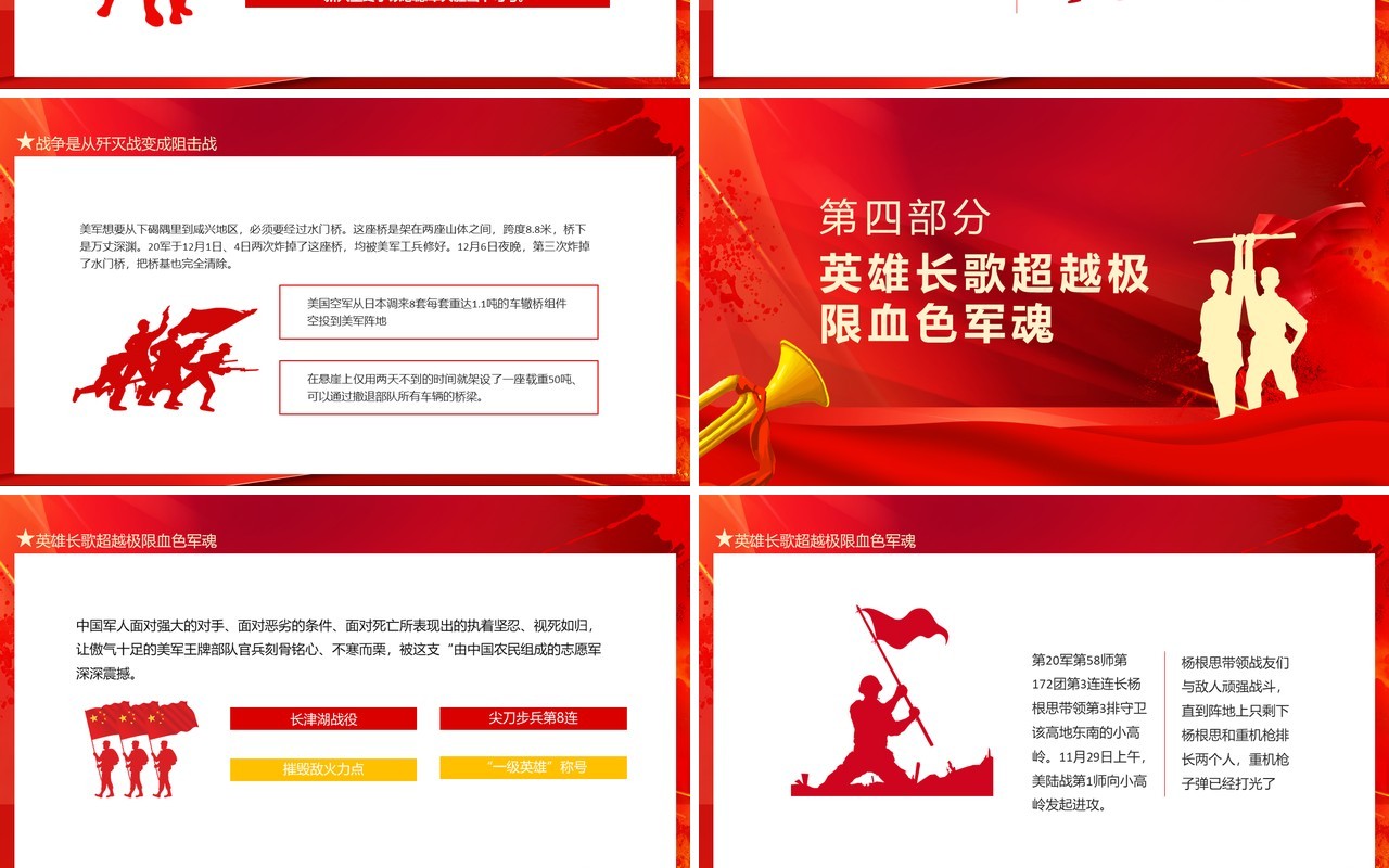 冰血长津湖抗美援朝战争第二次战役的收官之战动态PPT模板