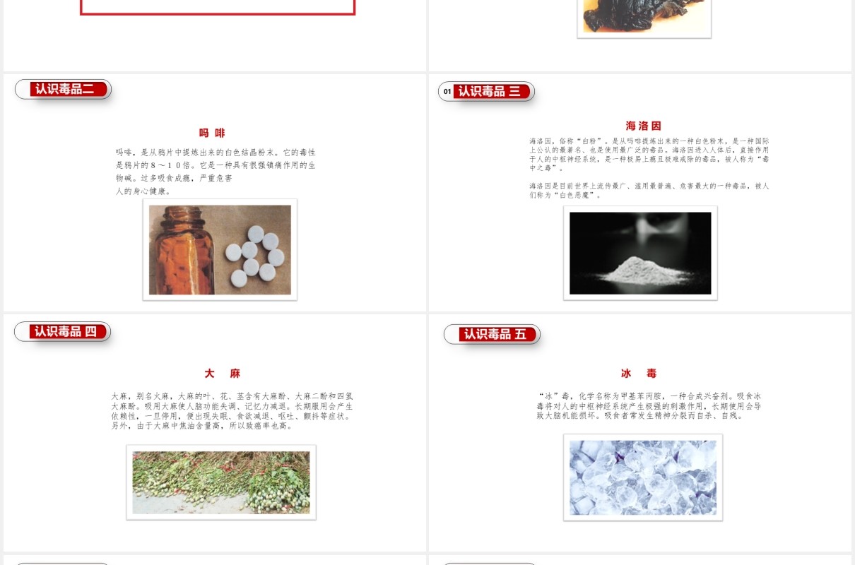 简洁远离毒品珍惜生命禁毒主题教育宣传PPT模板
