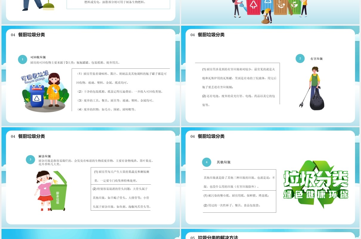 卡通风餐厨垃圾分类处理文明社会靠你我通用PPT模板