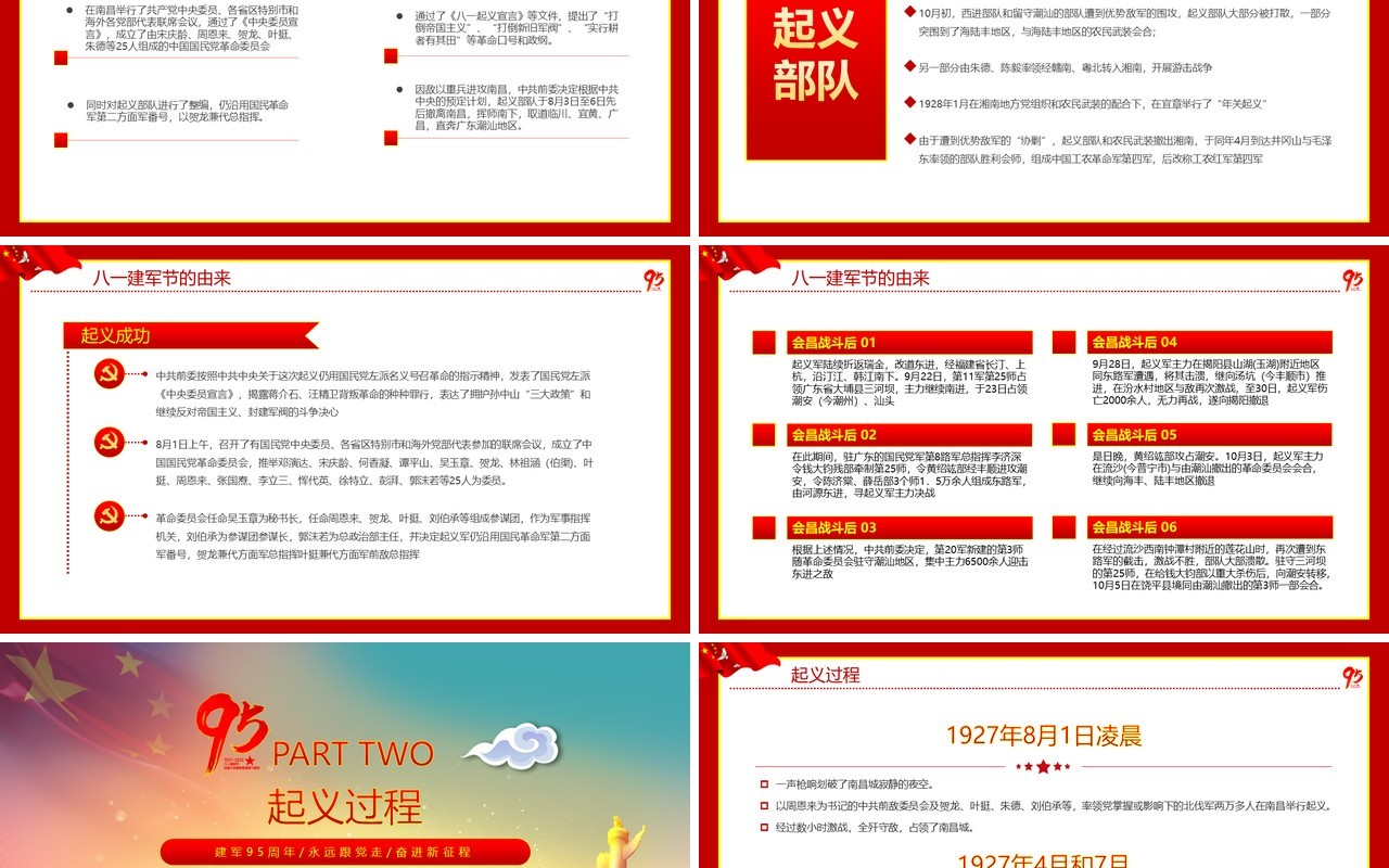 红色党政中国人民解放军95周年纪念PPT模板