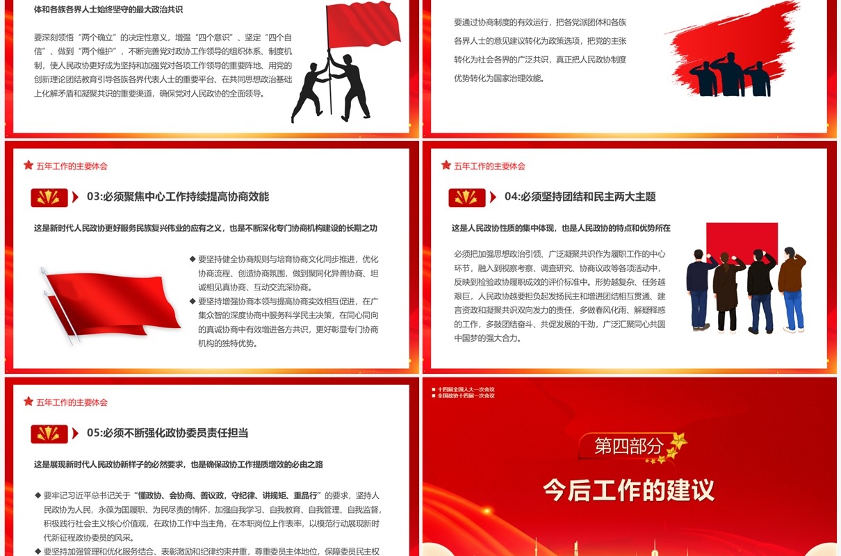 红色党政风2023全国政协工作报告PPT模板