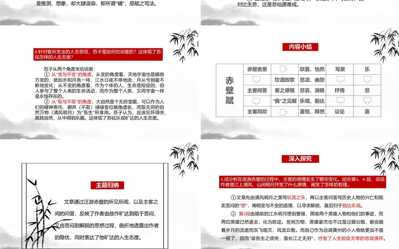 部编版高中语文必修一赤壁赋课件PPT模板