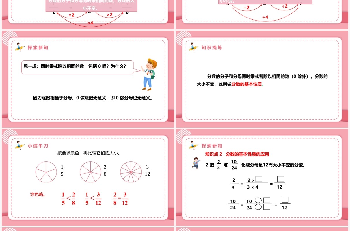 部编版五年级数学下册分数的基本性质课件PPT模板