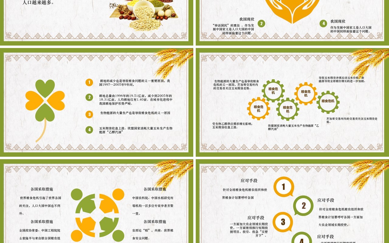 简约绿色世界粮食日珍惜粮食节约粮食PPT模板