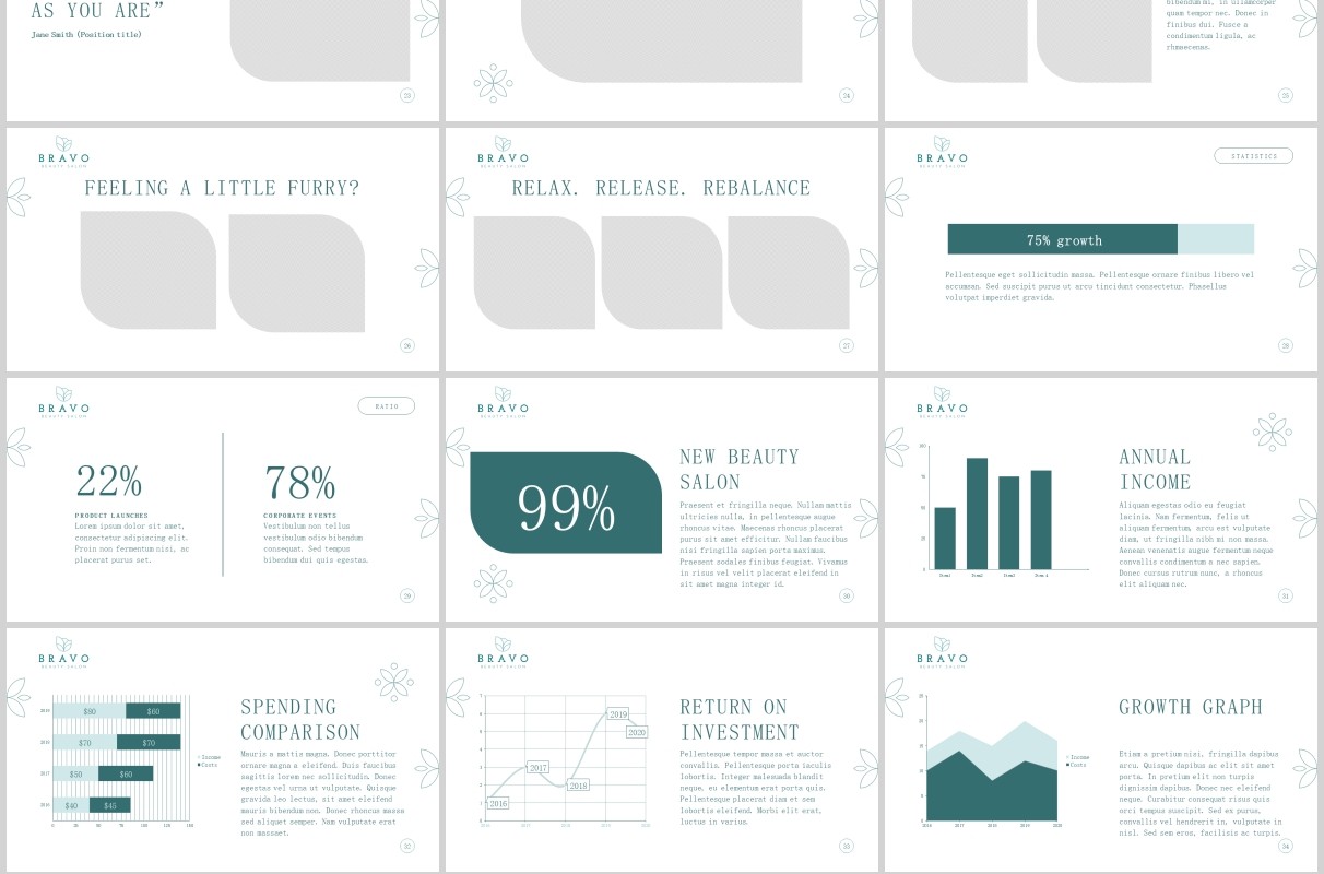 美容院PPT版式模板Beauty Salon PowerPoint Presentation Template