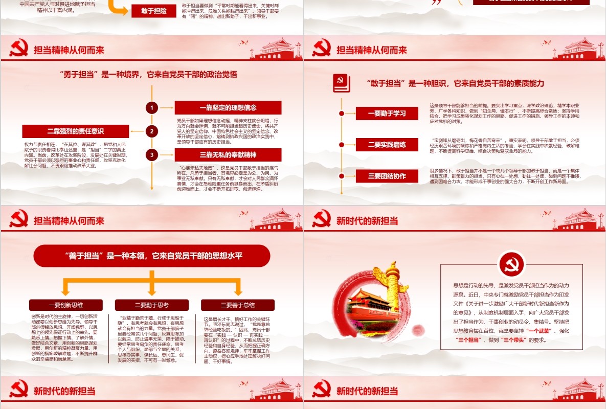 敢担当有作为筑梦新时代PPT微党课模板