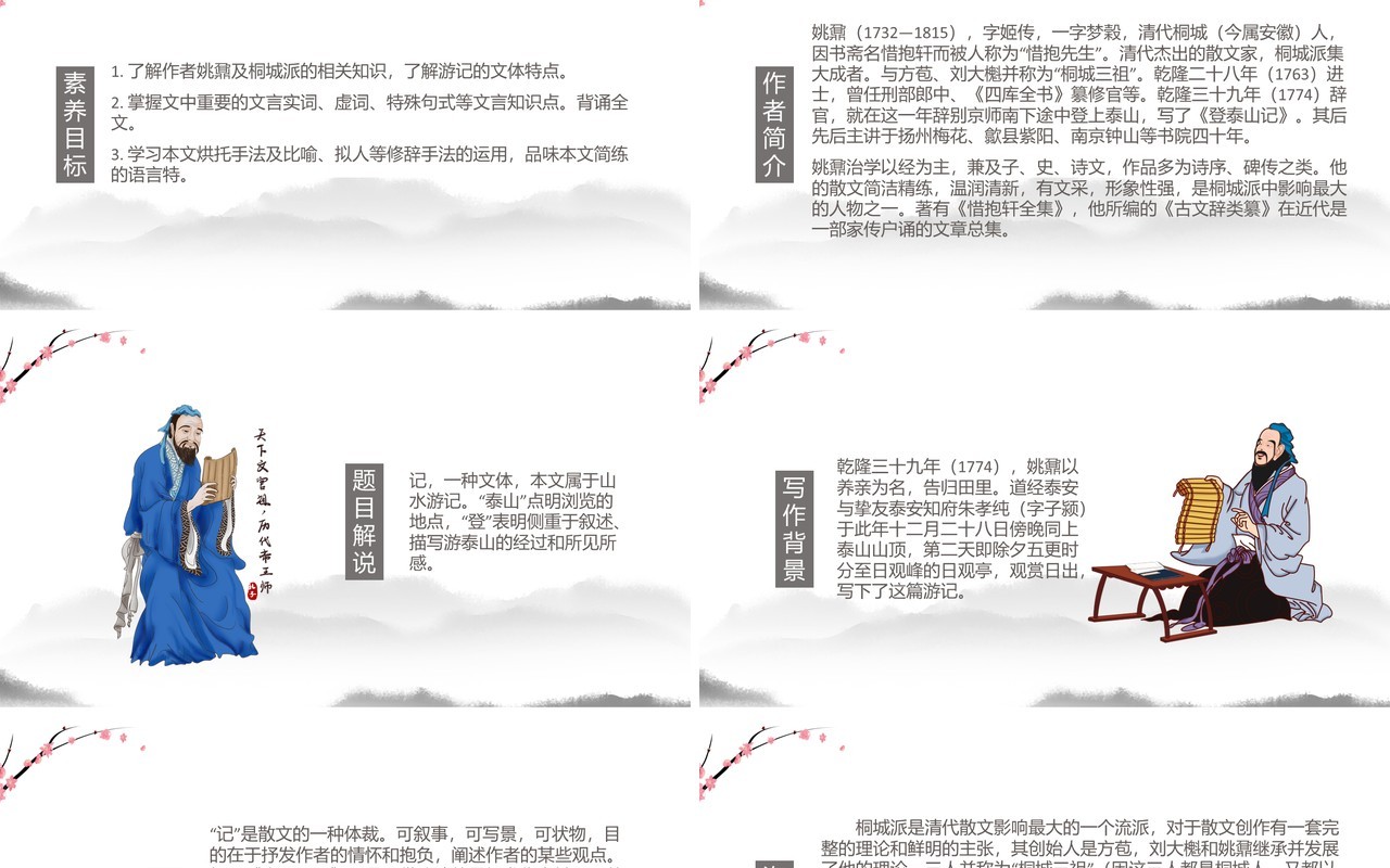 部编版高中语文必修一登泰山记课件PPT模板