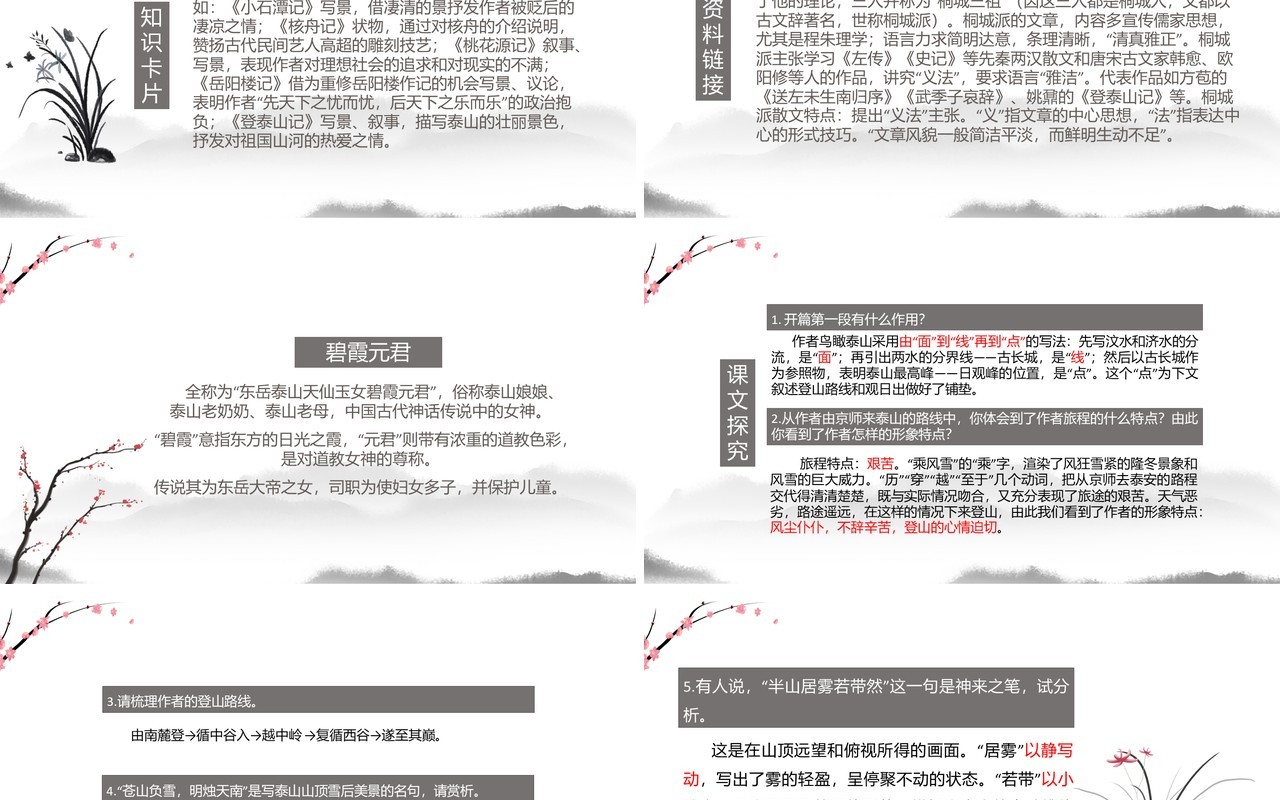 部编版高中语文必修一登泰山记课件PPT模板
