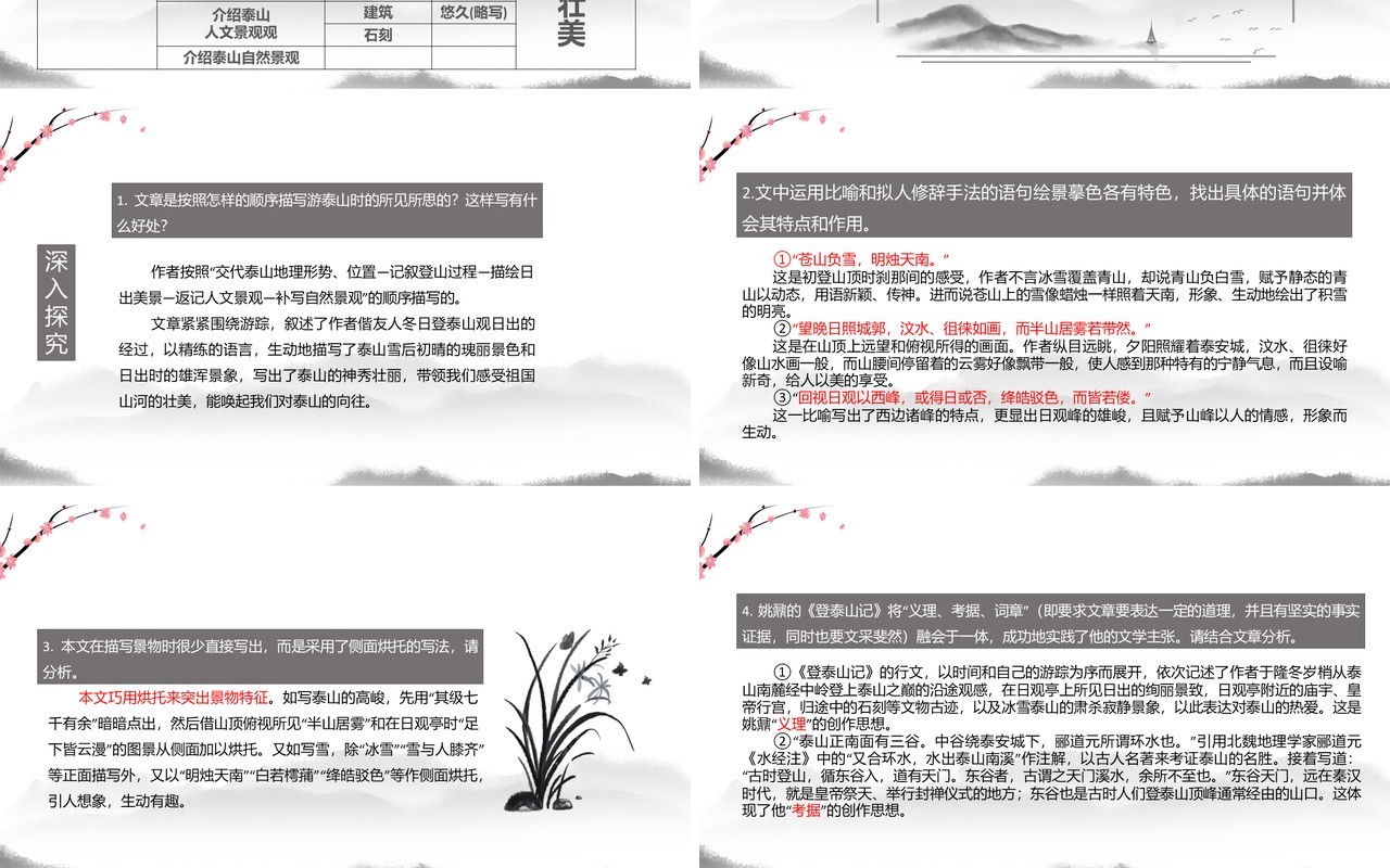 部编版高中语文必修一登泰山记课件PPT模板