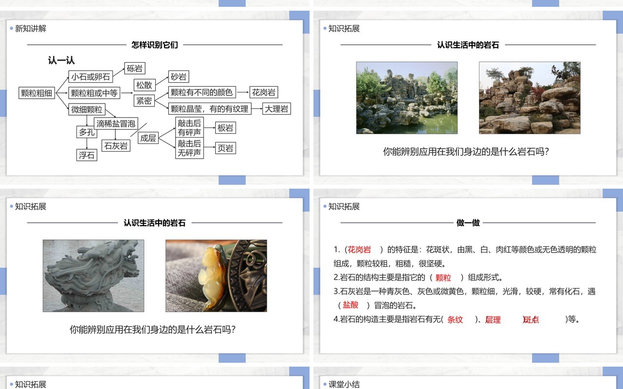 教科版四年级下册认识几种常见的岩石课件PPT模板