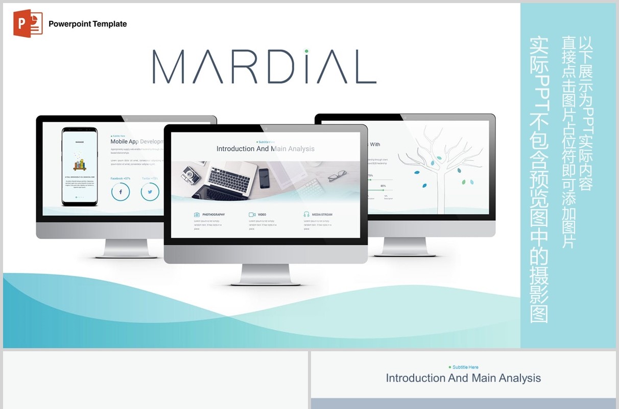 简约公司介绍产品简介PPT信息图表模板Mardial Powerpoint Template