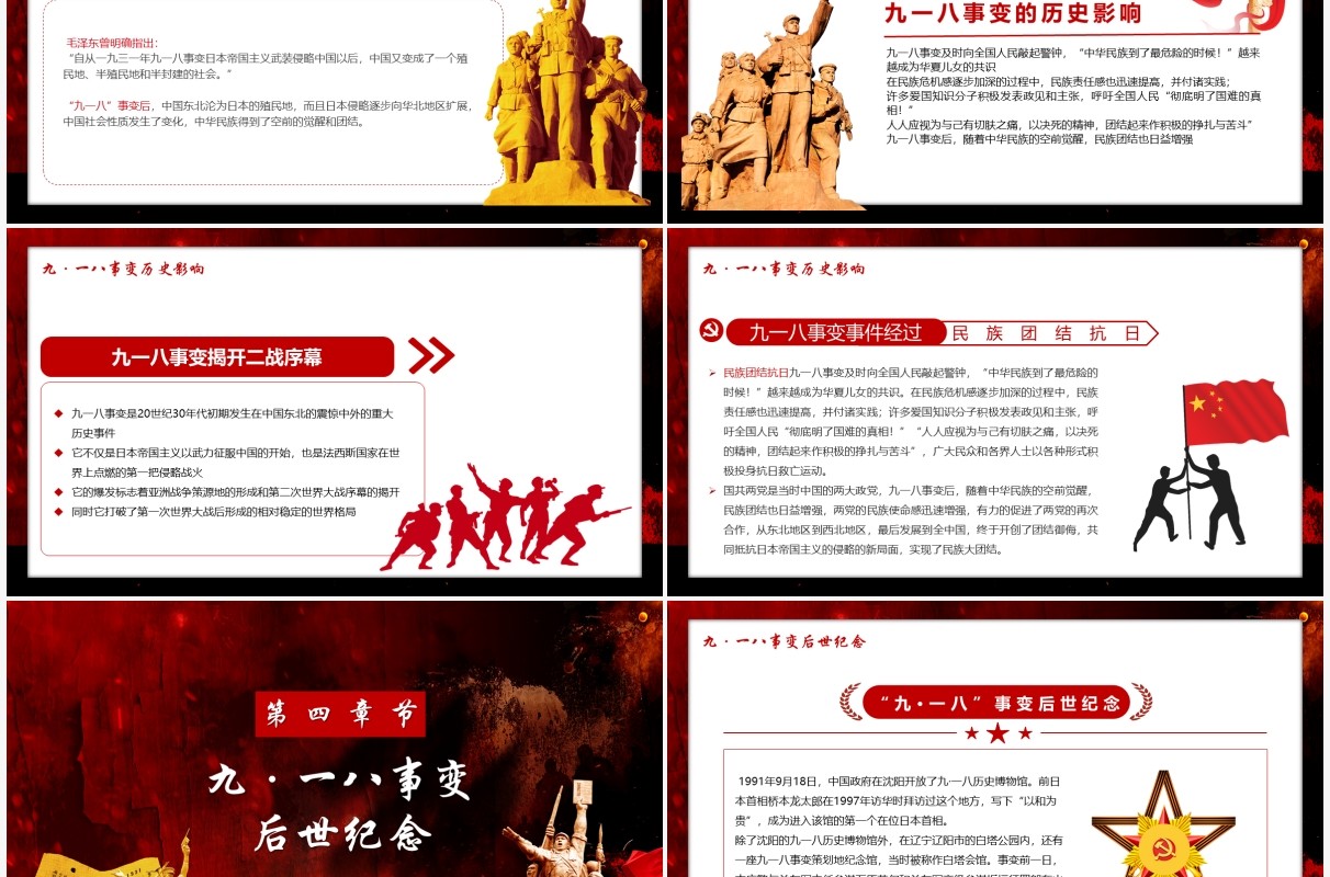 红色党政风纪念九一八历史事件勿忘国耻宣传教育PPT模板(2)