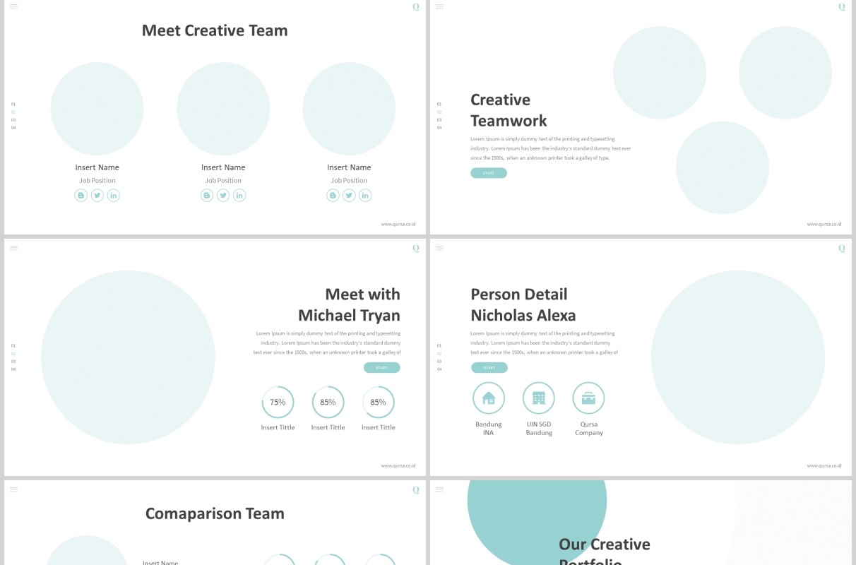 创意圆形公司简介产品介绍PPT模板信息图表Qursa Powerpoint Template