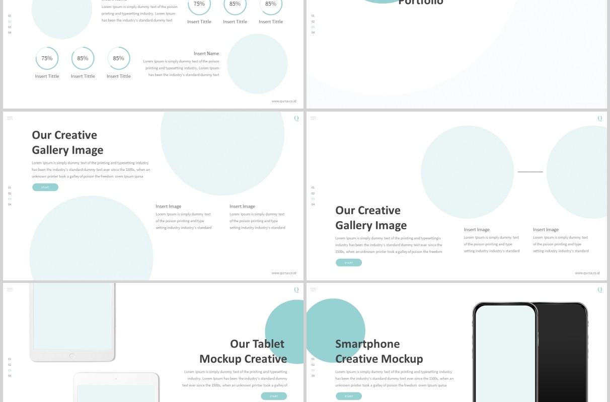 创意圆形公司简介产品介绍PPT模板信息图表Qursa Powerpoint Template