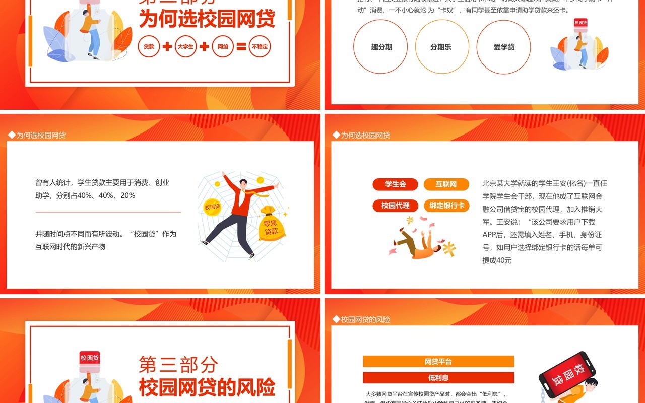 拒绝校园网贷树理性消费观念动态PPT模板