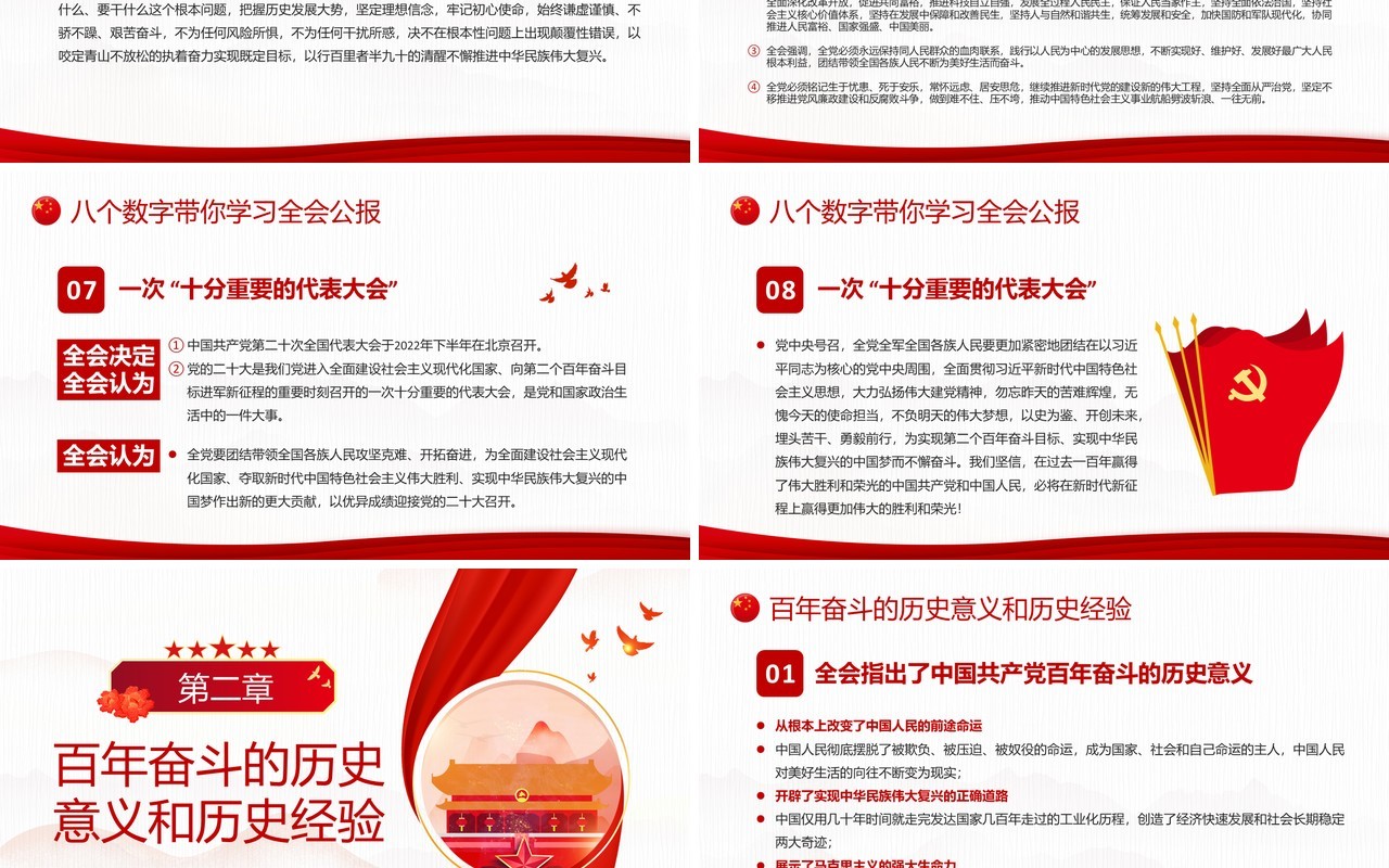 红色学习解读《公报》《决议》PPT模板