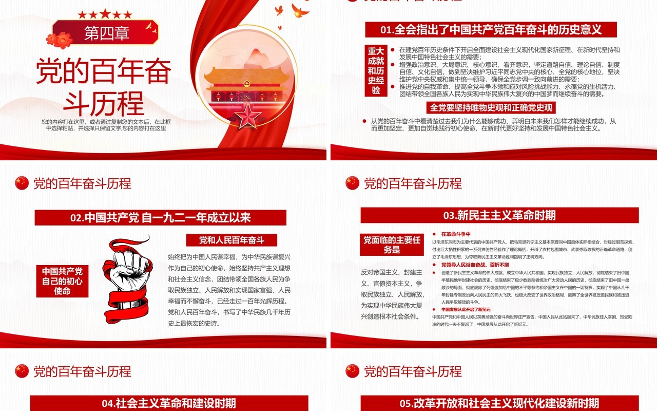 红色学习解读《公报》《决议》PPT模板