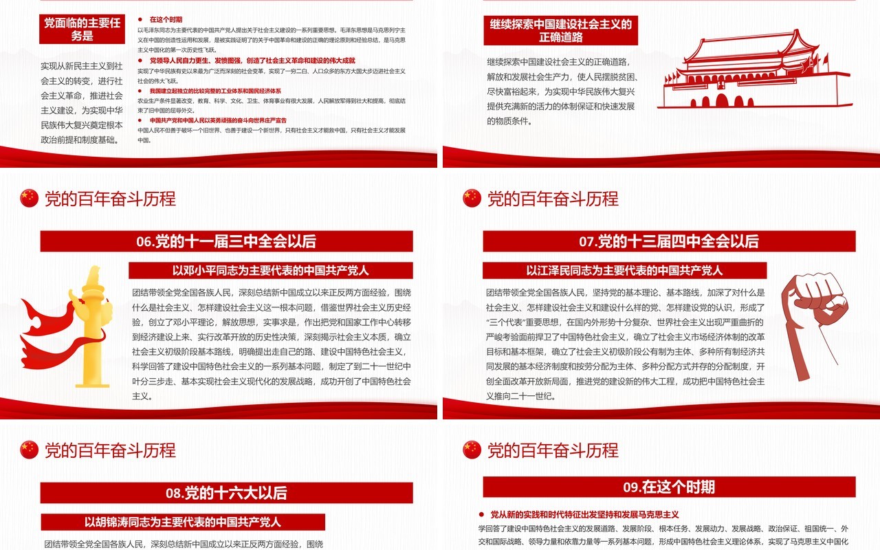 红色学习解读《公报》《决议》PPT模板