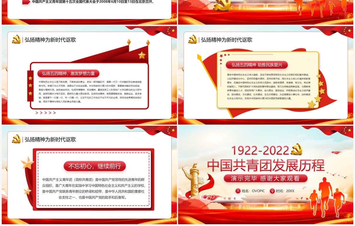 红色党政风中国共青团发展历程PPT模板