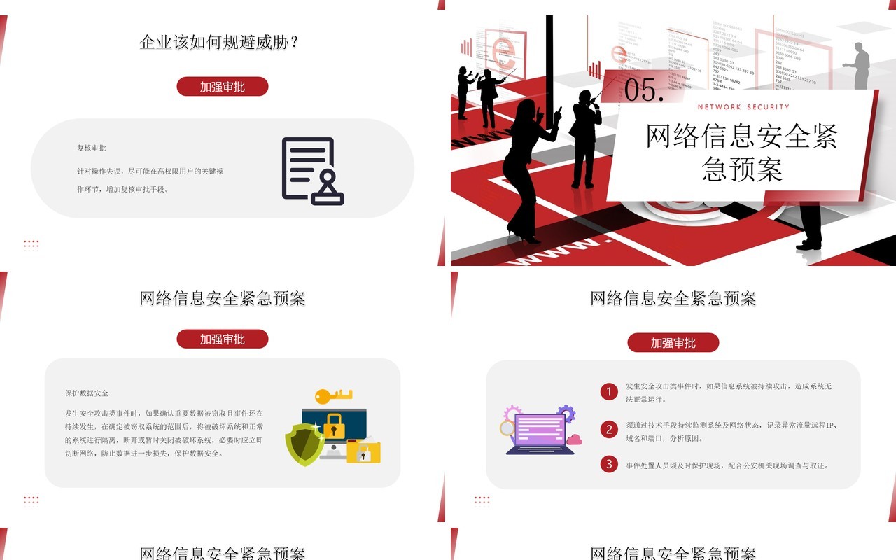 红色商务风企业网络安全教育PPT模板